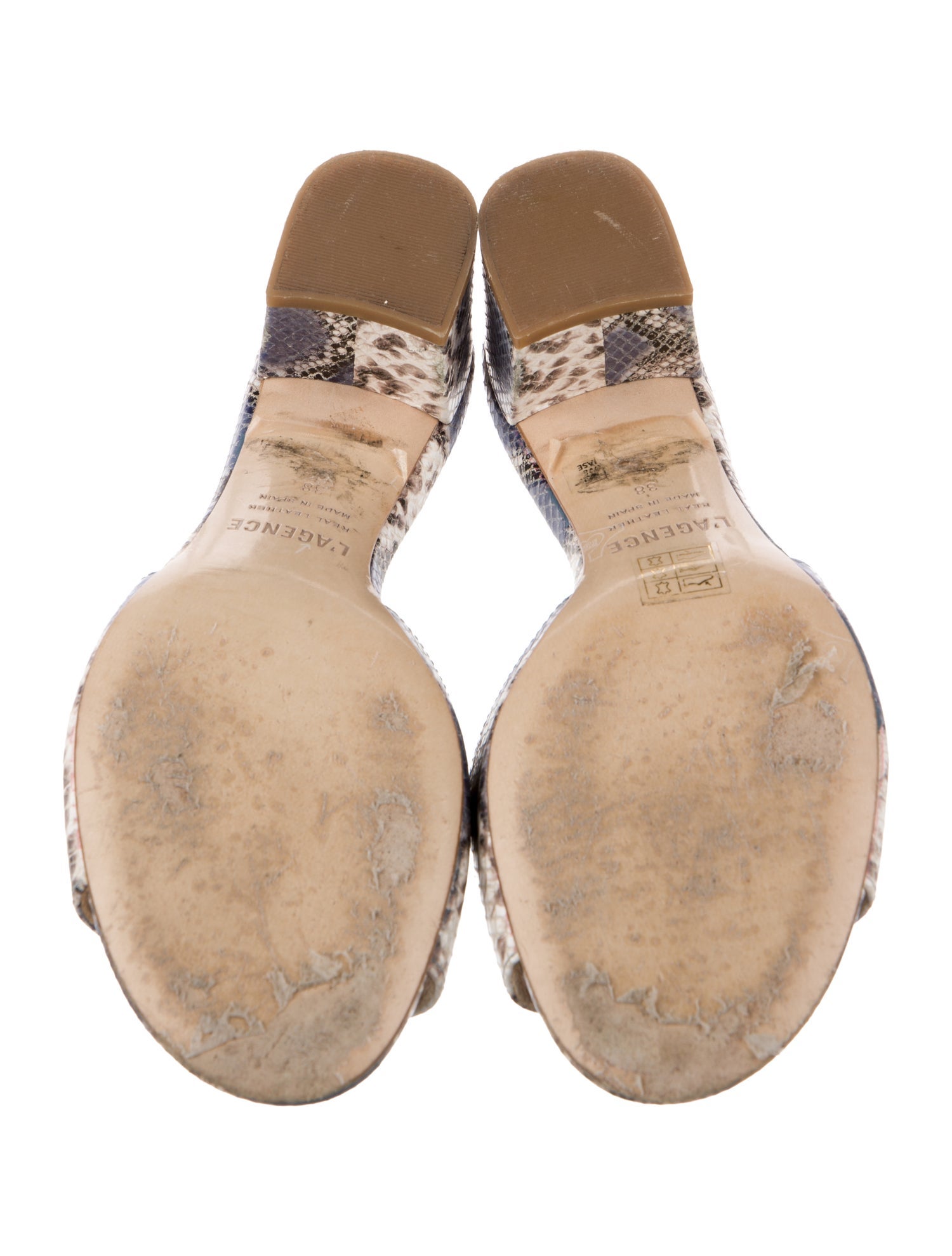 L'Agence Leather Animal Print Slides